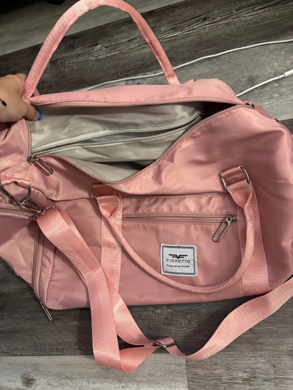 Amazon Pink Travel Duffle Bag with Adjustable Strap